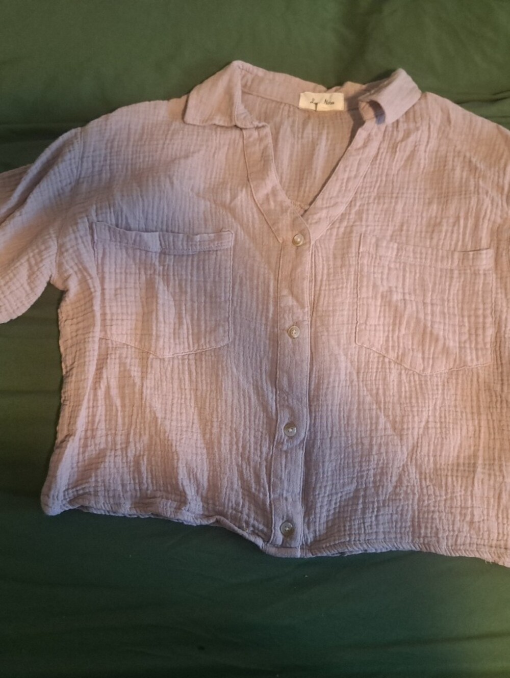 Love Notes Lilac Textured Button-Down Women's Top
